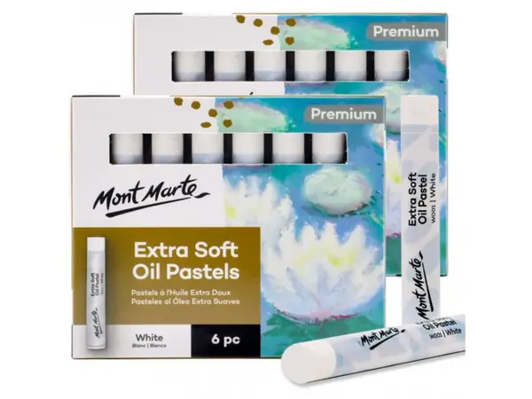 Pasteluri uleioase extra fine albe Mont Marte, 6 buc set