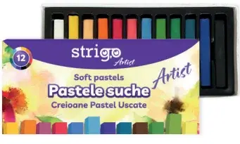 Pasteluri uscate Strigo 12 culori, sectiune patrata