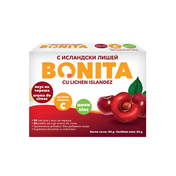 Pastile de supt cu aroma de cirese, 24 bucati, Bonita