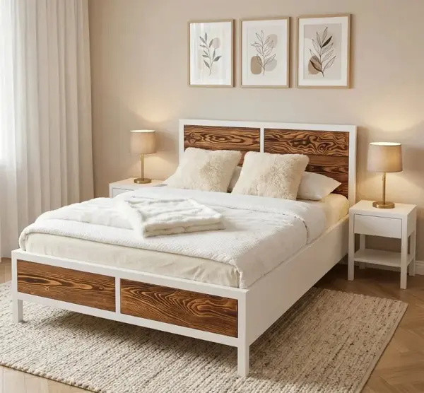 Pat 140x200 'Rustic Haven' cu finisaj Vopsit antichizat