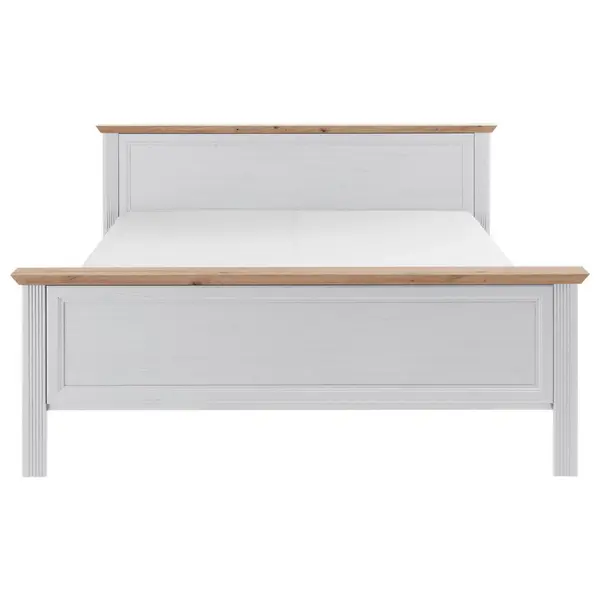 Pat, 180/200 cm, alb, stejar Artisan