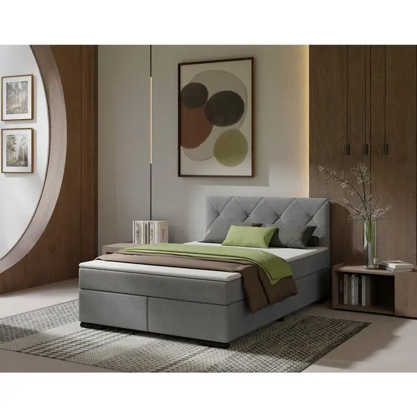 Pat Boxspring, 140/220 cm, gri deschis