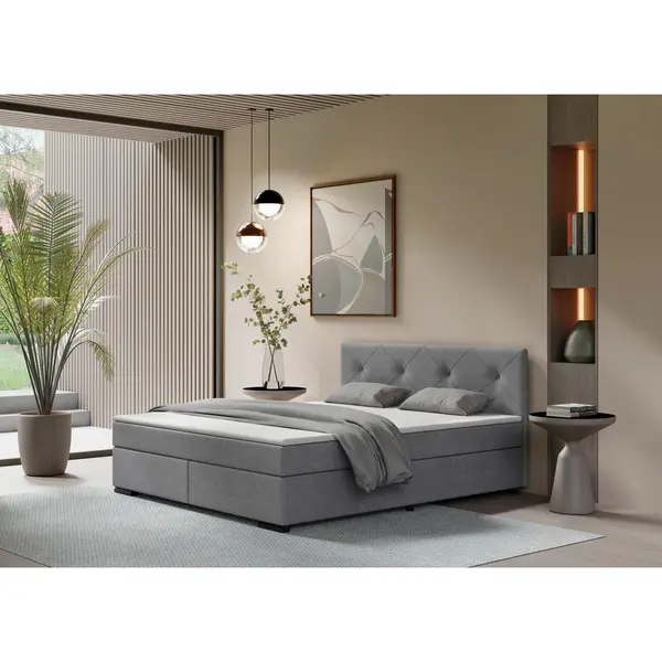 Pat Boxspring, 160/200 cm, gri deschis