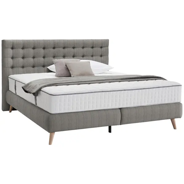 Pat Boxspring, 160/200 cm, gri deschis