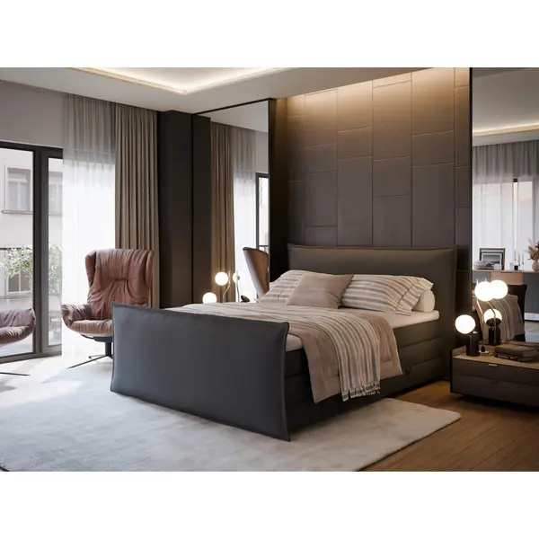 Pat Boxspring, 160/200 cm, gri
