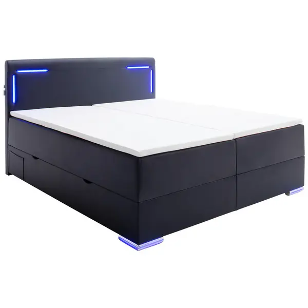 Pat Boxspring, 160/200 cm, negru