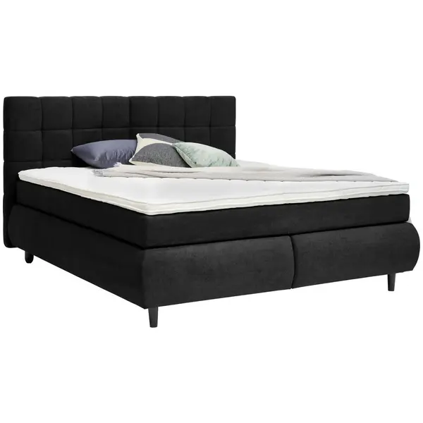 Pat Boxspring, 160/200 cm, negru