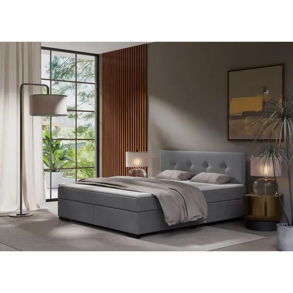 Pat Boxspring, 160/220 cm, gri deschis