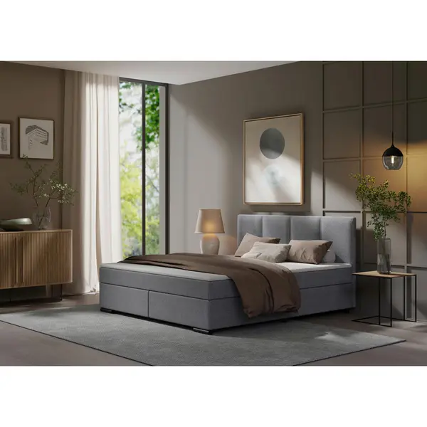 Pat Boxspring, 180/220 cm, gri deschis