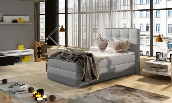 Pat boxspring Aster 90x200 cm pe dreapta Sawana 21/Soft 29