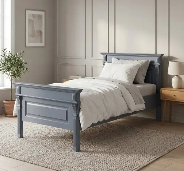 Pat cu ornamente 90x200cm, Colectia Directoire cu finisaj Vopsit antichizat