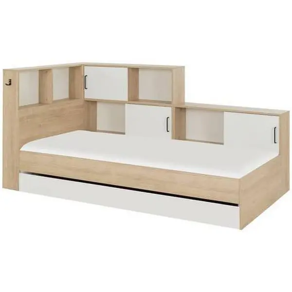Pat Cu Spațiu De Depozitare, 90/200 cm, culoare natur, alb