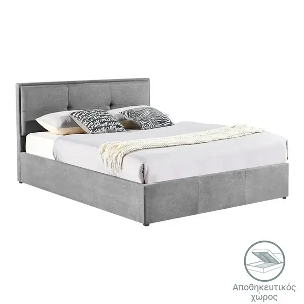 Pat dublu cu spatiu de depozitare Sonnie Pako World Gri inchis 150x200x30 cm