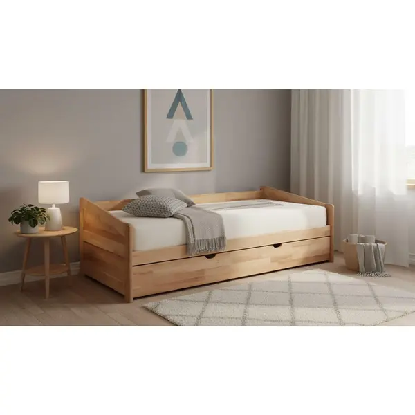 Pat Extensibil, 90/200 cm, culoare lemn fag