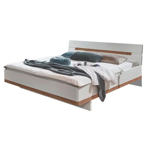 Pat Futon, 160/200 cm, alb, stejar Artisan