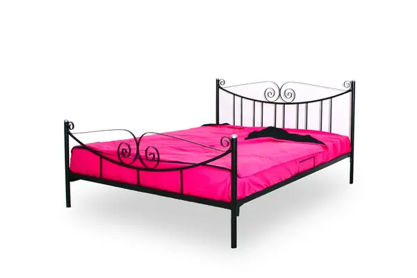 Pat metalic Amalia 160x200 cm cu somiera metalica si elemente din lemn de fag - design modern si rezistent