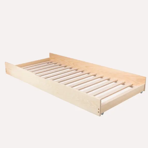 Pat pentru copii casuta montessori, Little Amy, MiniNest, balustrade orizontale, Natur, 100x200 cm