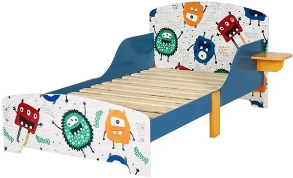 Pat pentru copii cu protecție împotriva căderii Ginger Home - Monster, 140 x 70 cm