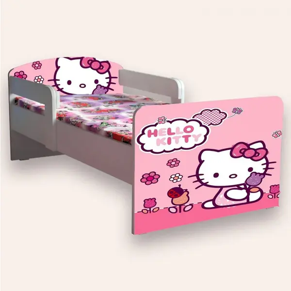 Pat pentru copii Hello Kitty cu manere, 2-8 ani, 140x70 cm