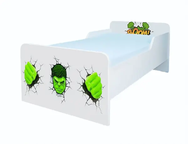 Pat pentru copii Hulk, 2-8 ani, 140x70 cm