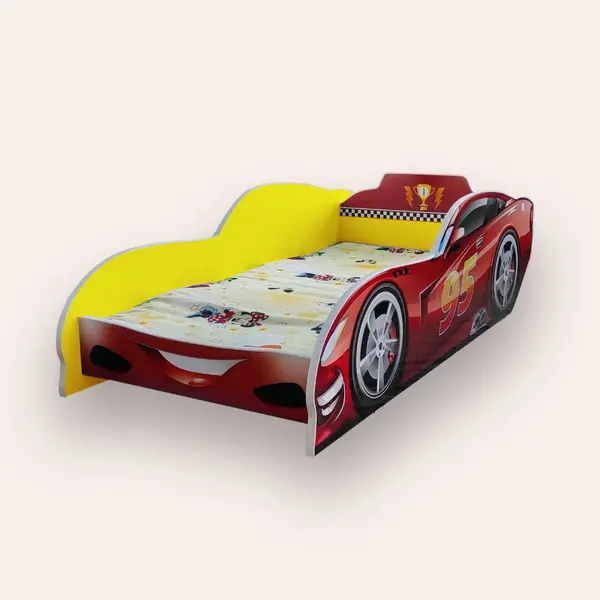 Pat pentru copii masina Fulger McQueen Galben, 2-12 ani, 160x80 cm