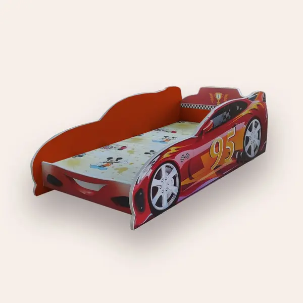 Pat pentru copii masina Turbo Speed 95 Rosu, 2-8 ani, 140x70 cm