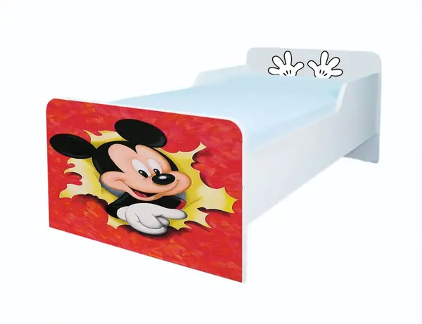 Pat pentru copii Mickey Mouse cu saltea, 2-12 ani, 160x80 cm