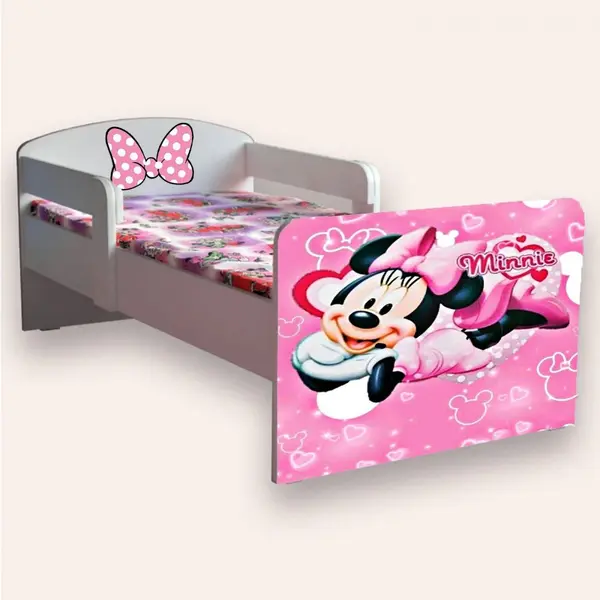 Pat pentru copii Minnie Mouse cu manere, 2-8 ani, 140x70 cm