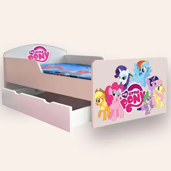 Pat pentru copii My Little Pony cu sertar si saltea, 2-8 ani, 140x70 cm