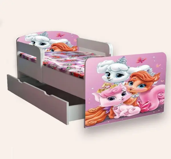 Pat pentru copii Palace Pets cu manere si sertar, 2-12 ani, 160x80 cm