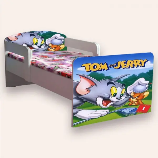Pat pentru copii Tom si Jerry, cu manere, 2-12 ani, 160x80 cm