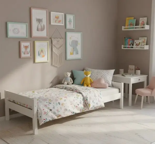 Pat simplu cu dim. 90x200 cu finisaj Vopsit