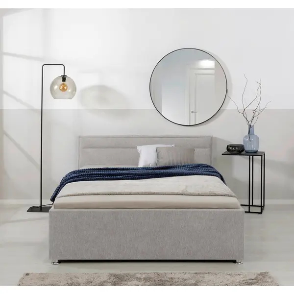 Pat Tapițat, 140/200 cm, gri deschis