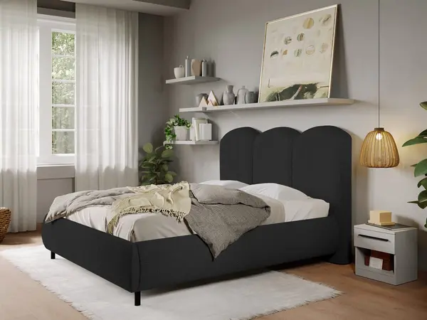 Pat Tapitat cu somiera fixa - Blanita Neagra - Nero 160x200