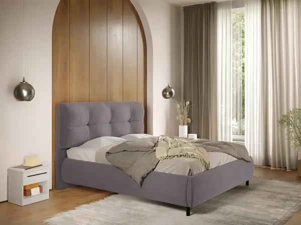 Pat Tapitat cu somiera Fixa Gri - Ramses 180x200
