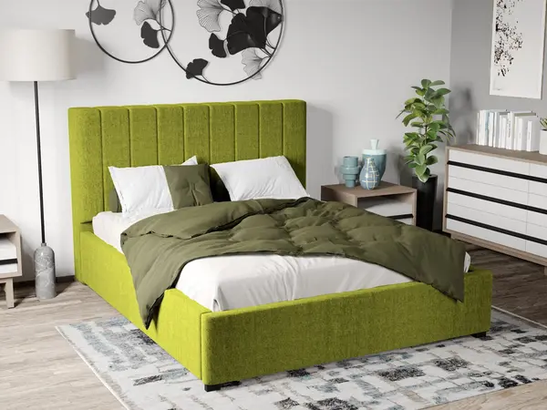 Pat Tapitat cu Somiera Fixa Verde Lime - Falcone 22 90x200