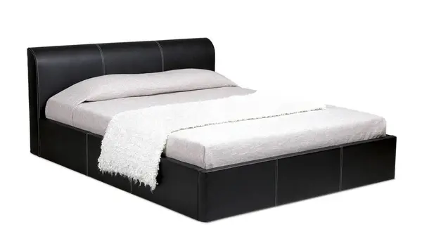 Pat tapitat Opium, piele ecologica culoare neagra, 160 x 200 cm