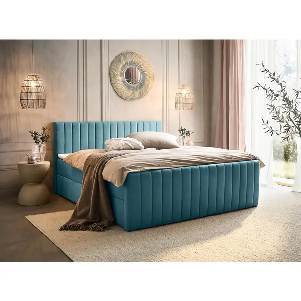 Pat Tip Boxspring, 140/200 cm, albastru deschis