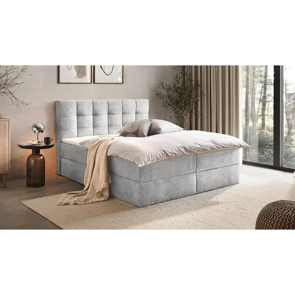 Pat Tip Boxspring, 180/200 cm, gri deschis