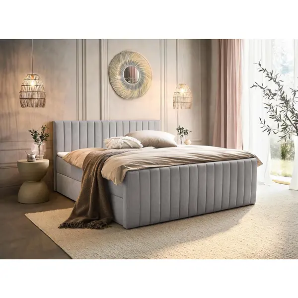 Pat Tip Boxspring, 180/200 cm, gri deschis
