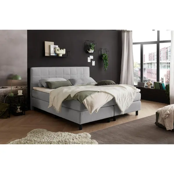 Pat Tip Boxspring, 180/200 cm, gri deschis