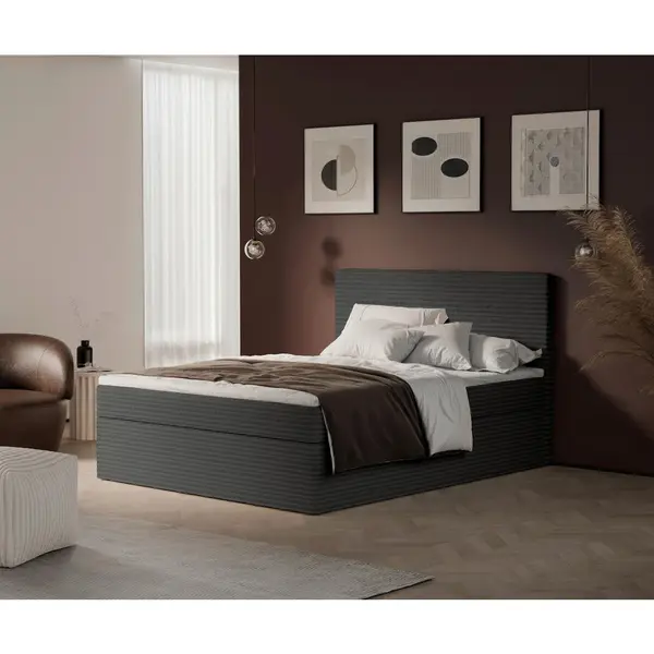 Pat Tip Boxspring, 180/200 cm, gri închis