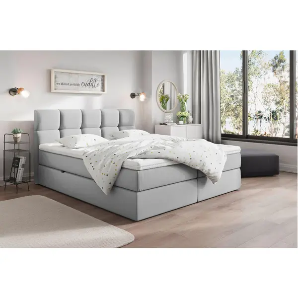 Pat Tip Boxspring, 200/220 cm, gri deschis