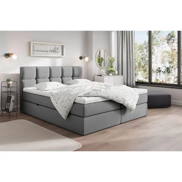 Pat Tip Boxspring, 200/220 cm, gri închis