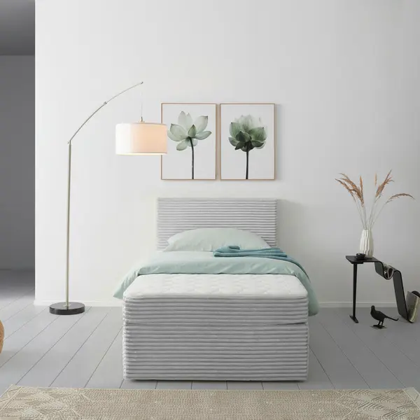 Pat Tip Boxspring Fără Arcuri, 100/200 cm, argintiu
