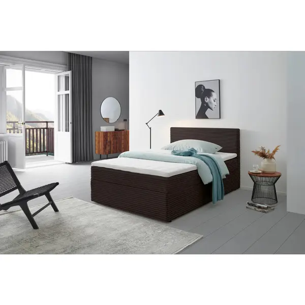 Pat Tip Boxspring Fără Arcuri, 140/200 cm, maro