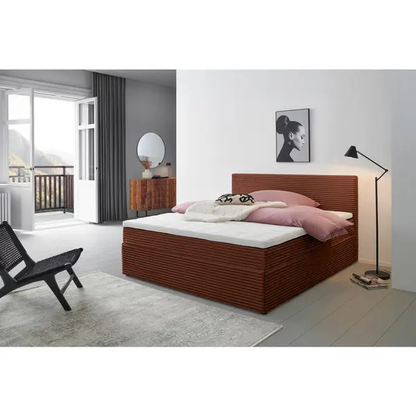 Pat Tip Boxspring Fără Arcuri, 160/200 cm, ruginiu