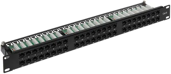 Patch panel 19 inch, Delta PP-48/RJ/6C, 48 porturi Cat6, 1U, organizator cabluri