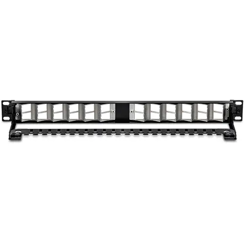 Patch Panel ecranat 24 porturi keystone înclinate 1U, negru, TRENDnet TC-KP24SA