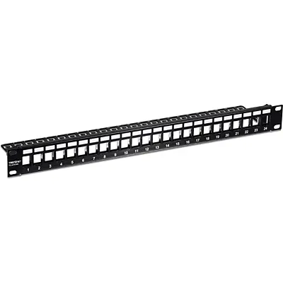 Patch Panel ecranat blank keystone 24 porturi 1U, negru, TRENDnet TC-KP24S